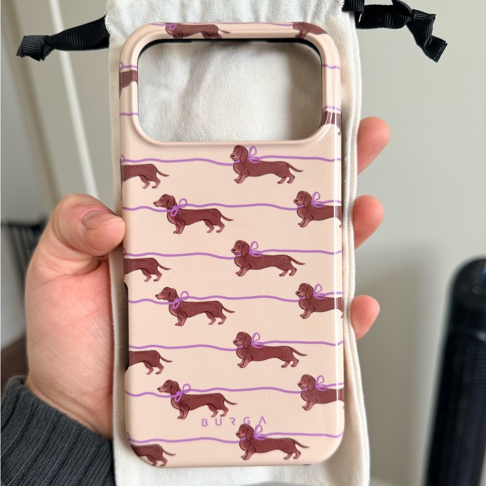 Burga iPhone 17 Pro Max Tan and Purple Dachshund Phone Case